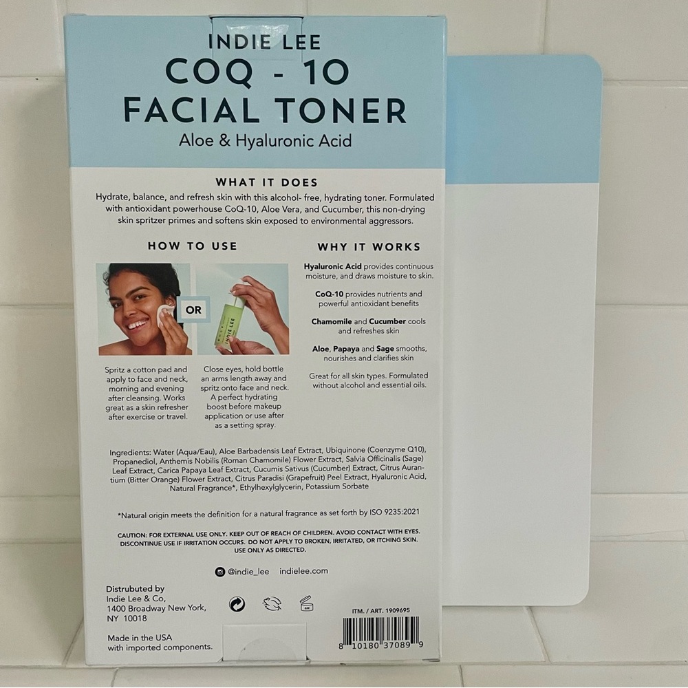 NEW Indie Lee CoQ-10 Hyaluronic Acid Facial Toner Set of 2 4.2 / 8.4 oz - Picture 2 of 3